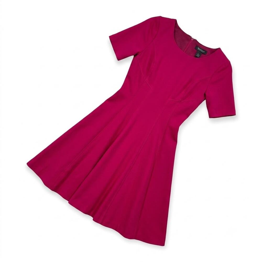 White House Black Market Ponte Knit Fit & Flare Dress Pink Stretch Womens 00
